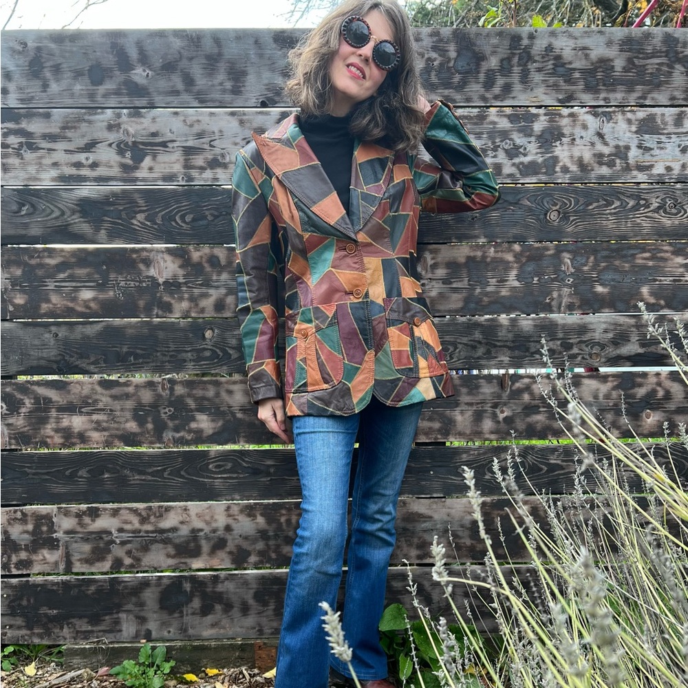 70s Leather Patchwork Vintage Jacket - image 6